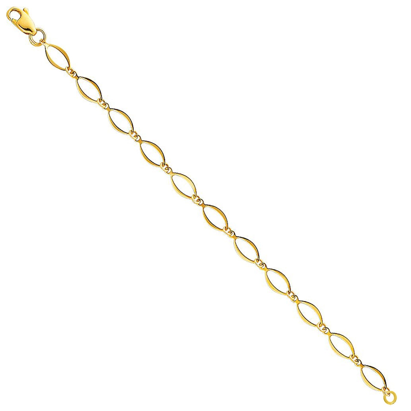14K Yellow Gold Light Bracelet Chain 7.25" Extension