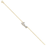 14K Yellow Gold Light CZ Bracelet Chain 7" + 1" Extension