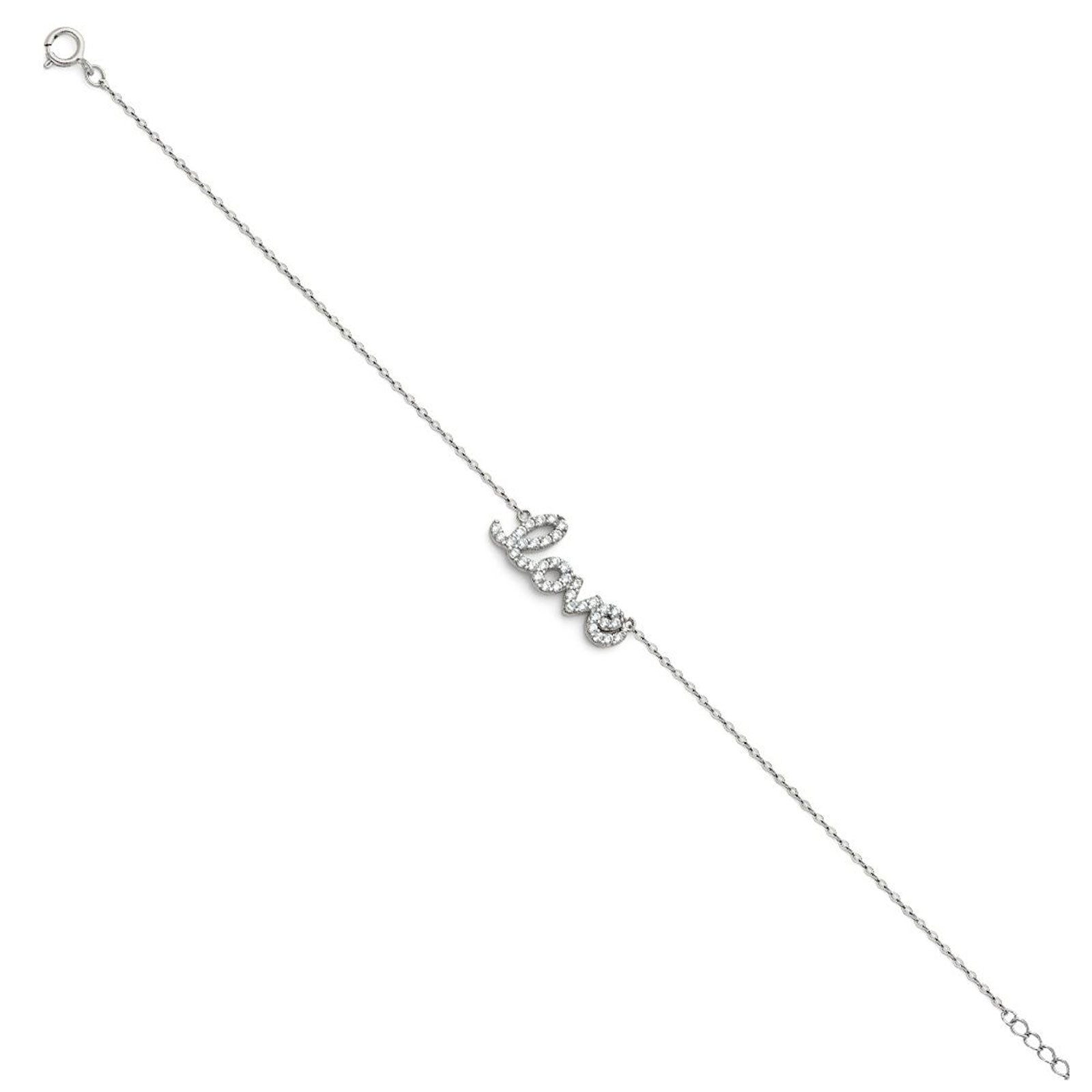 14K White Gold Light CZ Bracelet Chain 7" + 1" Extension