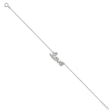 14K White Gold Light CZ Bracelet Chain 7" + 1" Extension