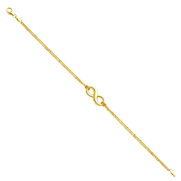 ブレスレット Mini Triangle N-dia Charm Bracelet #2905 (10K Gold) 14K Yellow Gold Infinity Hollow Bracelet Chain 7.5
