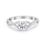 14K White Gold Infinity Shank Princess Cut Engagement Ring Simulated Cubic Zirconia Size-7