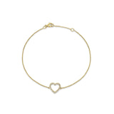Diamond Heart Bracelet 14K Yellow Gold 0.13ct Wholesale