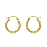 14K Yellow Gold 15mm Round Snap Closure Hoop Earring Wholesale