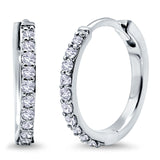 14K White Gold Half Eternity Round Simulated Cubic Zirconia Hoop Huggie Earrings