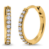 14K Yellow Gold Half Eternity Round Simulated Cubic Zirconia Hoop Huggie Earrings