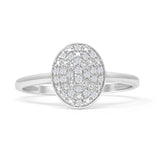 Oval Cluster 0.09ct Natural Diamond Elegant Ring 14K White Gold Wholesale