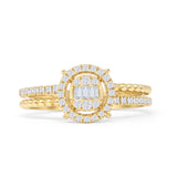 Round Halo Beaded Diamond Ring