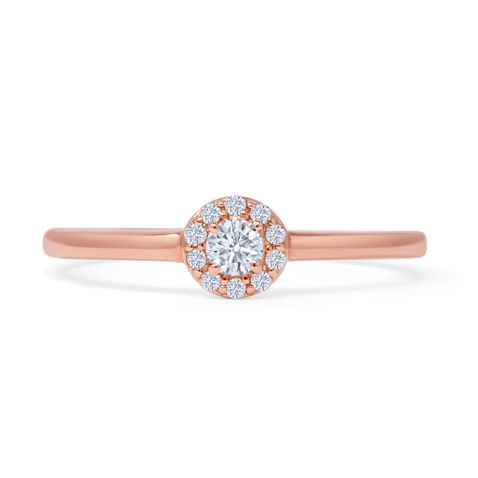 Halo Solitaire Bridal Ring 0.20ct Round Natural Diamond 14K Rose Gold Wholesale