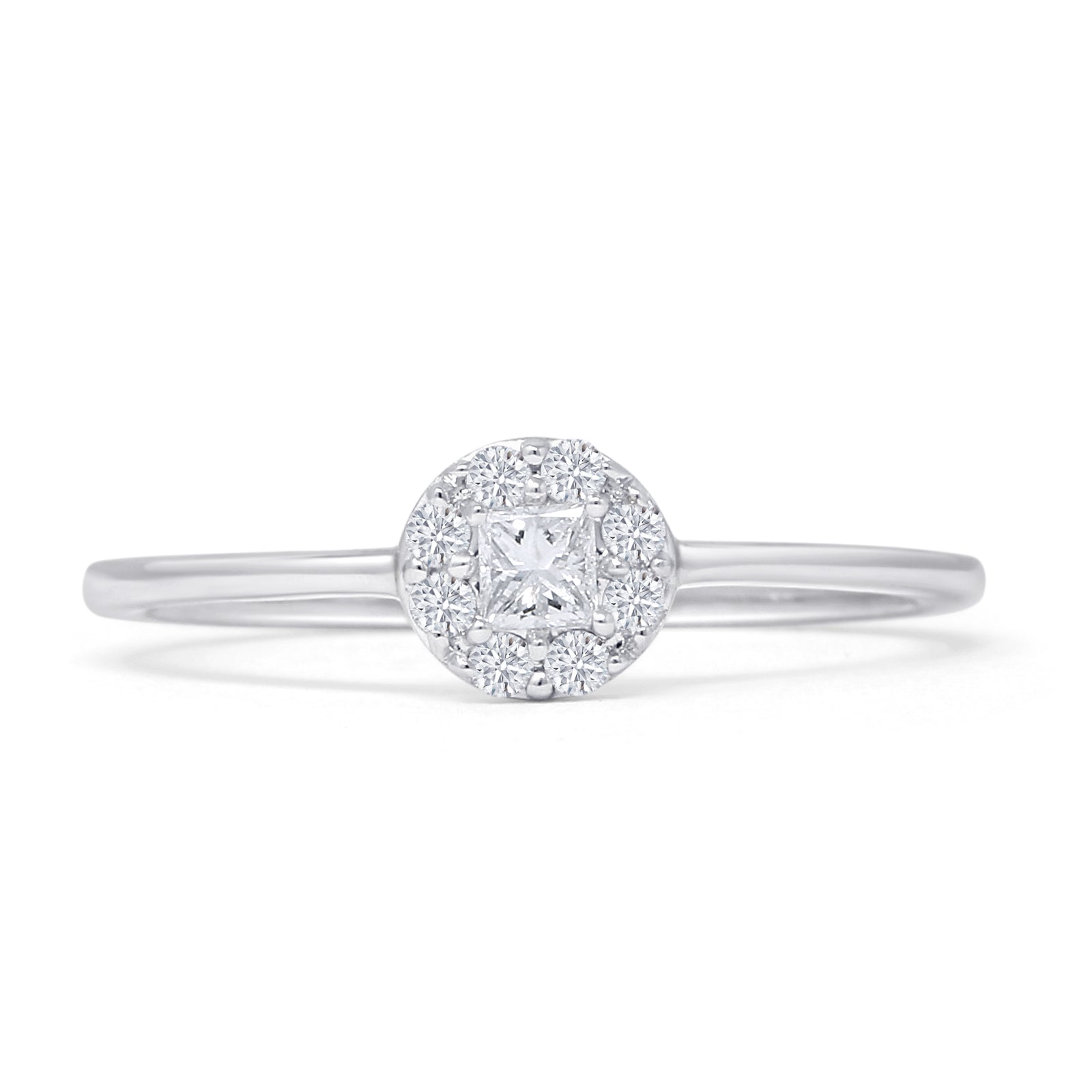 Minimalist 0.21ct Diamond Halo Engagement Ring 14K White Gold Wholesale