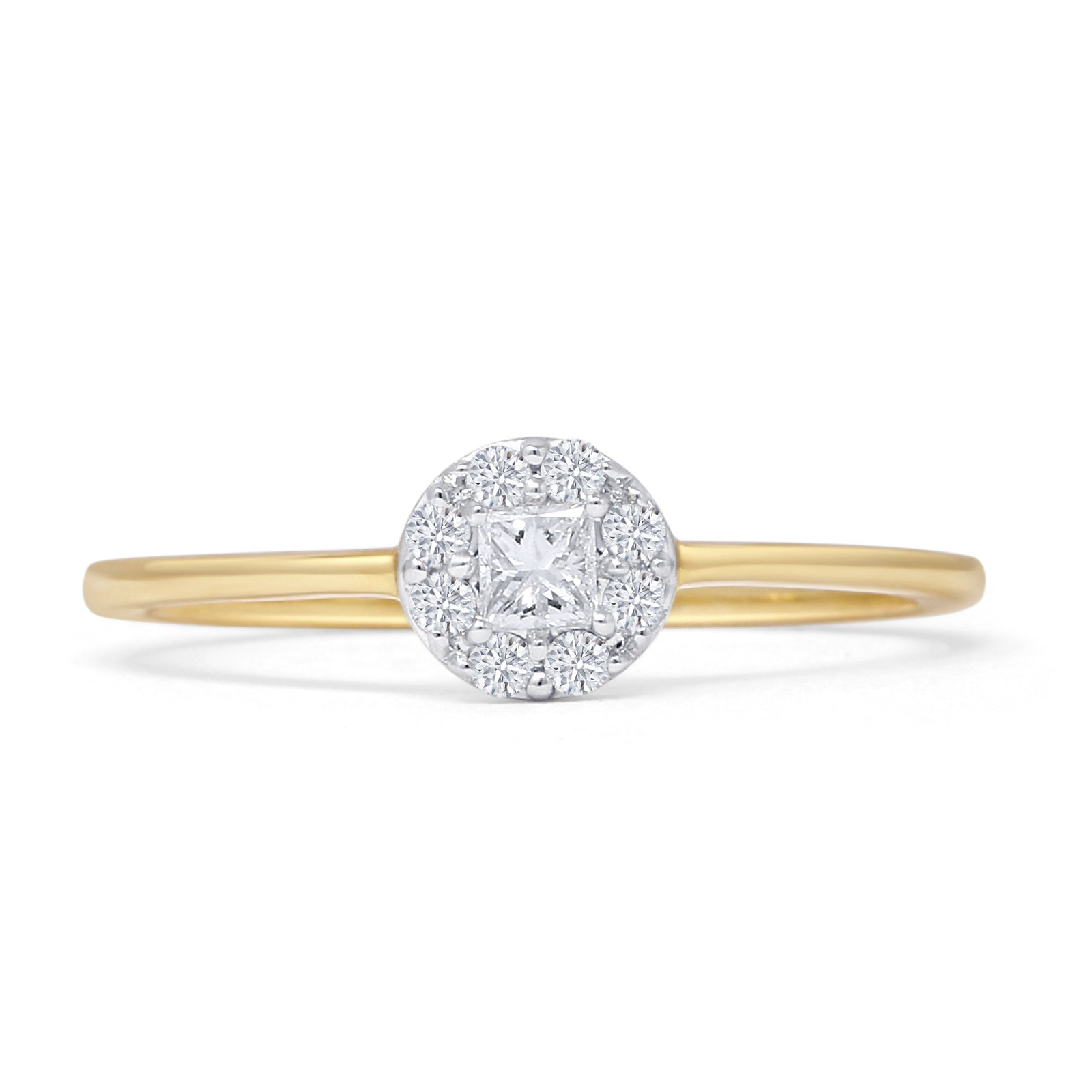 Minimalist 0.21ct Diamond Halo Engagement Ring 14K Yellow Gold Wholesale