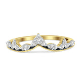 Midi V-Shaped Contour Chevron Diamond Ring 14K Yellow Gold 0.21ct Wholesale
