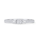 Vintage Style 0.25ct Three Stone Diamond Round Ring 14K White Gold Wholesale