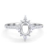14K White Gold 0.33ct Vintage Oval 8mmx6mm G SI Semi Mount Diamond Engagement Wedding Ring