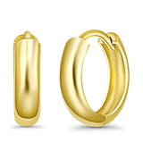 14K Yellow Gold Round Huggie Earrings (12mm) Best Gift for Her