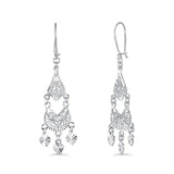 Solid 14K White Gold Fancy Chandelier Dangle Earrings (37mm Diameter)