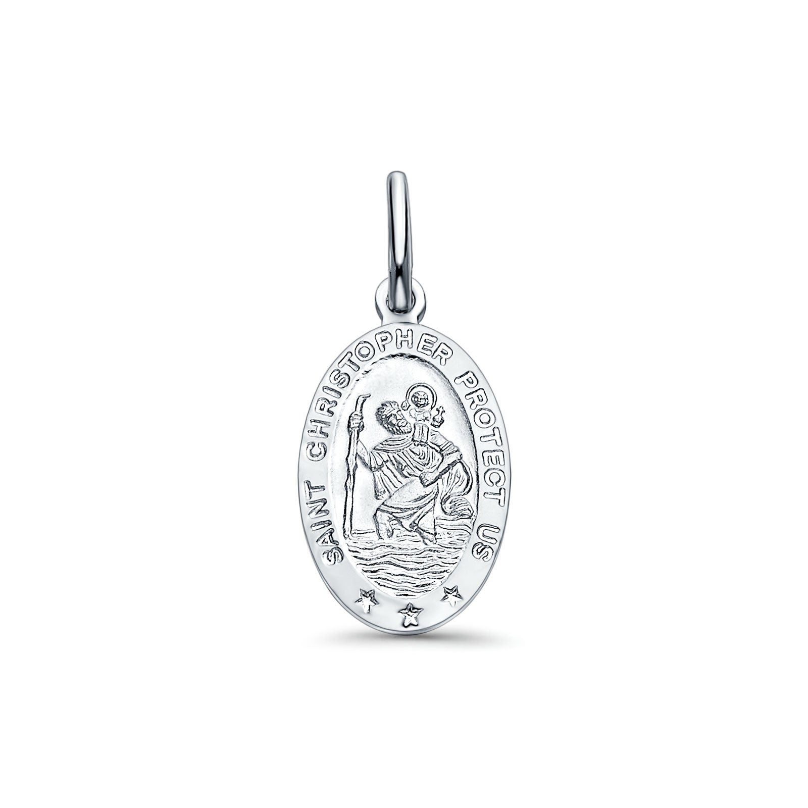 14K White Gold St. Christopher Religious Pendant 18mmX13mm 1.5 grams
