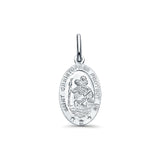 14K White Gold St. Christopher Religious Pendant 18mmX13mm 1.5 grams