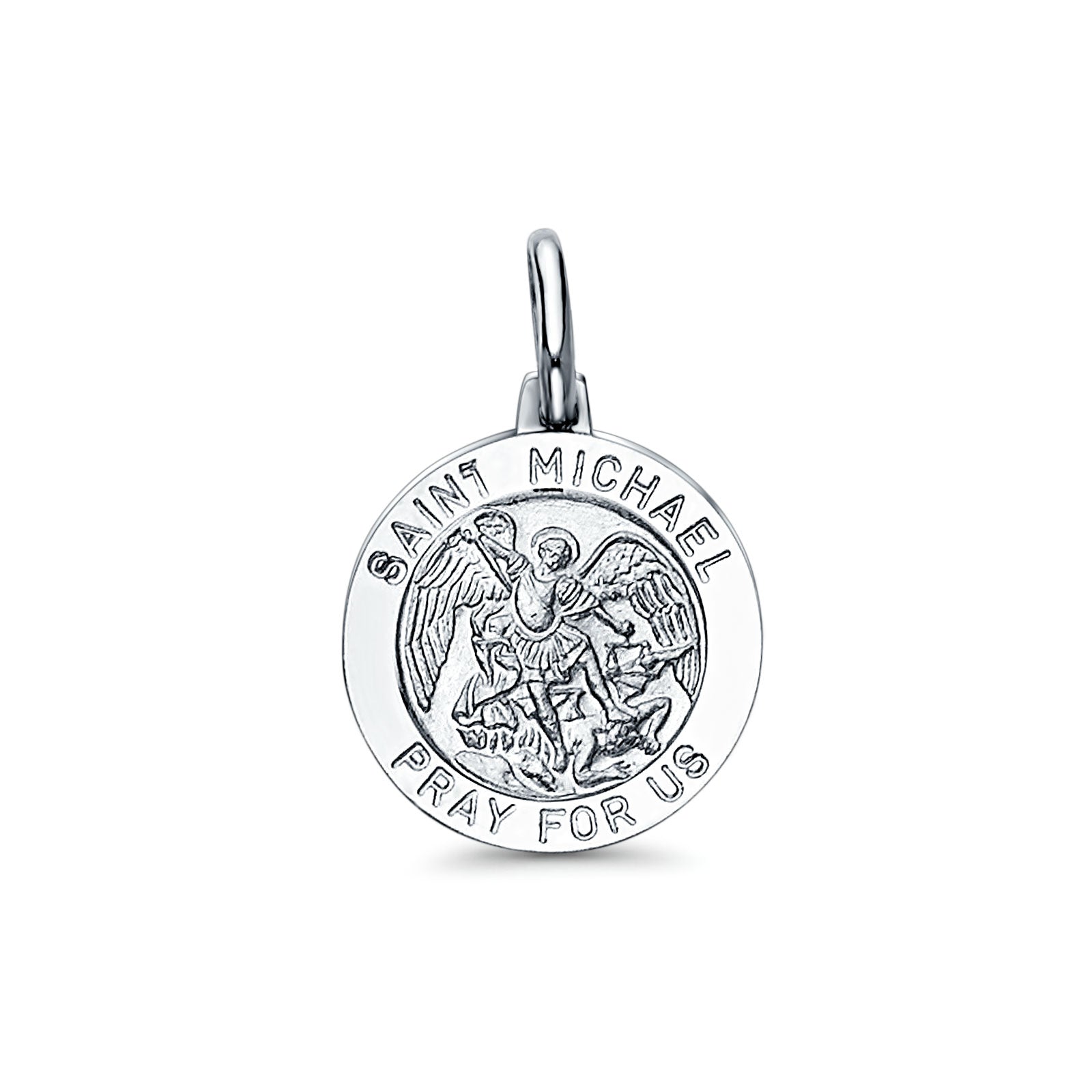 Charm Pendant 2.0 grams 18mmX18mm 14K Real White Gold St. Michael Religious