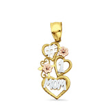 14K Tri Color Gold Mom Pendant 30mmX12mm 1.4 grams