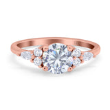 14K Rose Gold Art Deco Engagement Ring Round Simulated Cubic Zirconia Size-7