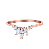 14K Rose Gold Engagement Rings Band Marquise Round Simulated Cubic Zirconia
