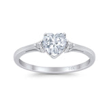 14K White Gold Heart Promise Bridal Simulated CZ Wedding Engagement Ring