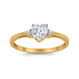 14K Yellow Gold Heart Promise Bridal Simulated CZ Wedding Engagement Ring