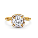 14K Yellow Gold Halo Round Bridal Wedding Engagement Ring Simulated CZ Size-7