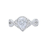 14K White Gold Teardrop Art Deco Wedding Ring Simulated Cubic Zirconia Size-7