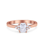 14K Rose Gold Radiant Cut Engagement Ring Simulated CZ Size-7