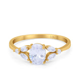 14K Yellow Gold Oval Art Deco Engagement Ring Marquise Simulated CZ Size-7