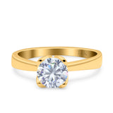 14K Yellow Gold Round Solitaire Simulated CZ Wedding Engagement Ring Size 7