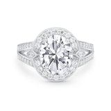 14K White Gold Oval Art Deco Split Shank Bridal Wedding Engagement Ring Simulated CZ Size-7