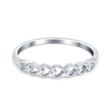 14K White Gold Hearts Band Simple Wedding Engagement Ring (3mm)