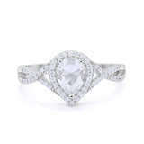 14K White Gold Teardrop Promise Ring Infinity Round Simulated CZ