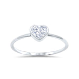 14K White Gold Solitaire Heart Promise Ring Bridal Simulated CZ Wedding Engagement Size 7