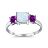 Halo Art Deco Wedding Ring Round Lab Created White Opal 925 Sterling Silver