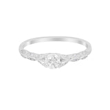 Petite Dainty Art Deco Wedding Ring Round Simulated CZ 925 Sterling Silver