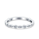 Eternity Ring Wedding Band Marquise Round Pave Simulated CZ 925 Sterling Silver (3mm)