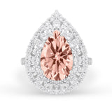 Teardrop Cocktail Ring Pear Simulated Morganite CZ 925 Sterling Silver