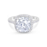 Halo Cushion Cut Engagement Ring Round Simulated CZ 925 Sterling Silver