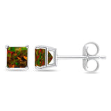 Solitaire Princess Stud Earrings Created Black Opal 925 Sterling Silver Wholesale