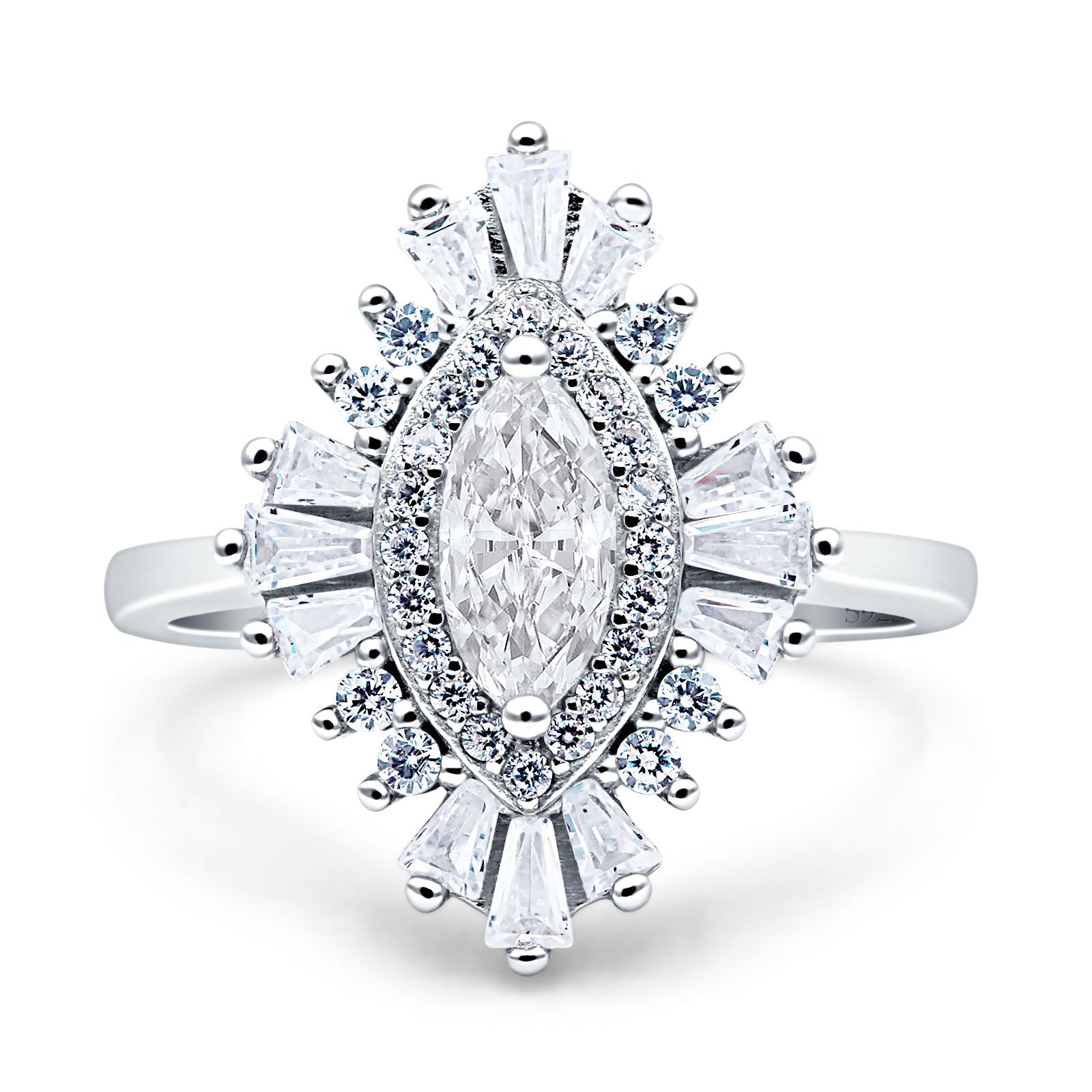 Art Deco Marquise Engagement Ring Cubic Zirconia 925 Sterling Silver Wholesale