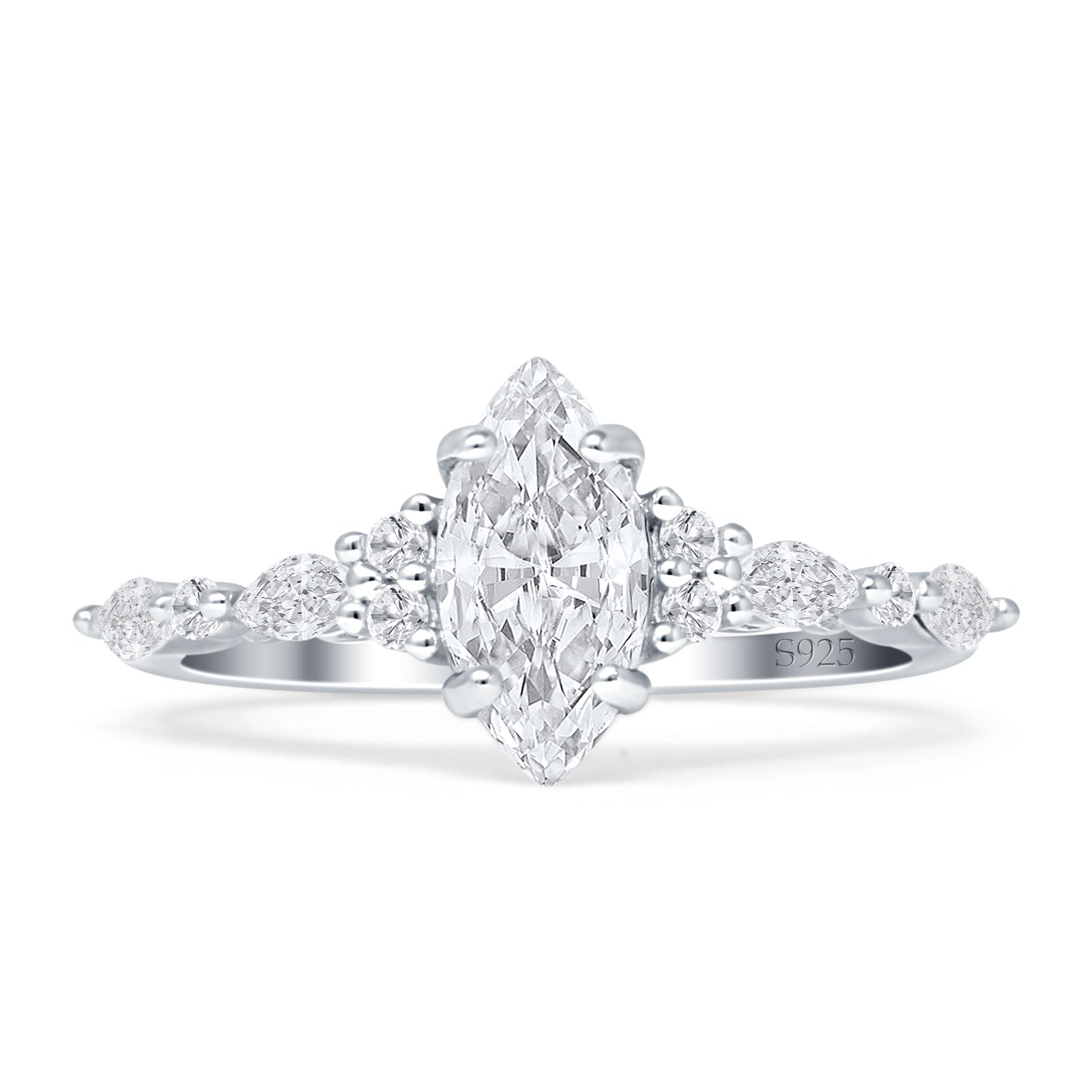 Art Deco Marquise Vintage Style Cubic Zirconia Ring 925 Sterling Silver wholesale