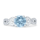 Vintage Style Sunflower Round Aquamarine CZ Ring 925 Sterling Silver Wholesale