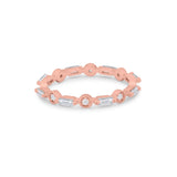 Art Deco Wedding Band Baguette Eternity Ring Rose Tone, Simulated CZ 925 Sterling Silver