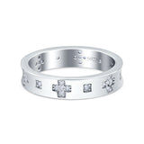 Eternity Ring Wedding Engagement Band Round Simulated Cubic Zirconia 925 Sterling Silver (4.5mm)