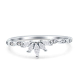 Half Eternity Wedding Ring Marquise Simulated Cubic Zirconia 925 Sterling Silver