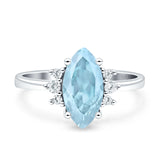 Vintage Marquise Engagement Ring Simulated Aquamarine CZ 925 Sterling Silver Wholesale